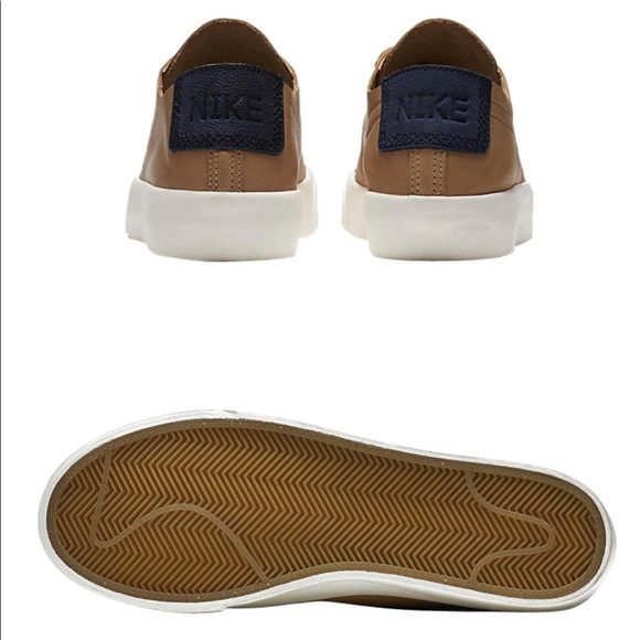 Nike Blazer Studio Low Vachetta Tan Leather Sneakers - Picture 3 of 4